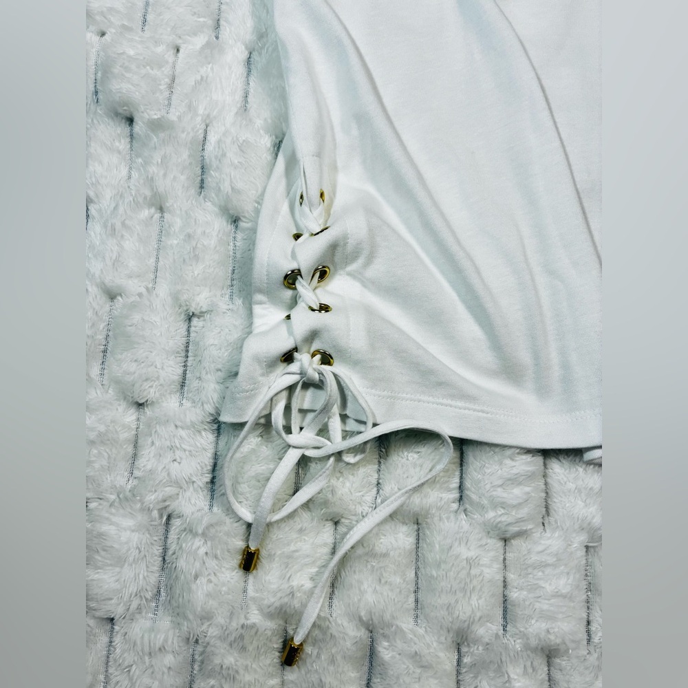 Michael Kors White Loose Fit Sleeveless Cutout Blouse - Size L - Picture 9 of 11